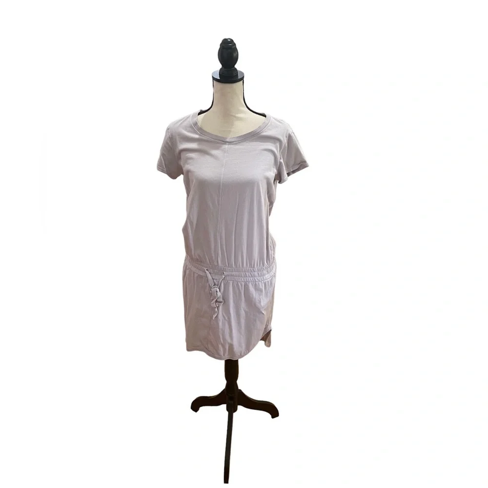 Asymmetric Hem Drawstring Middle T Shirt Dress - Picture 1 of 2